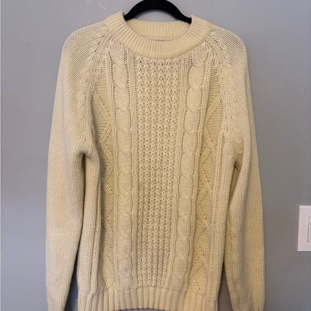 Classic Cable Irish Knit Sweater - Cream